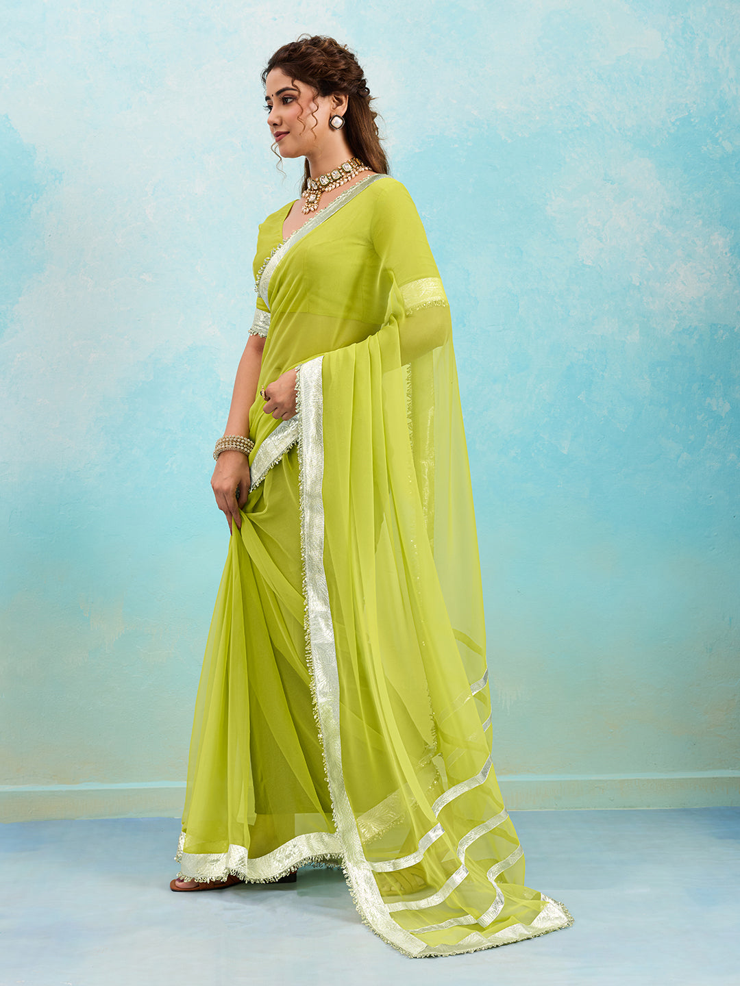 Tanmira  New Latest Georgette Saree with Rich Gota Border Work MHS