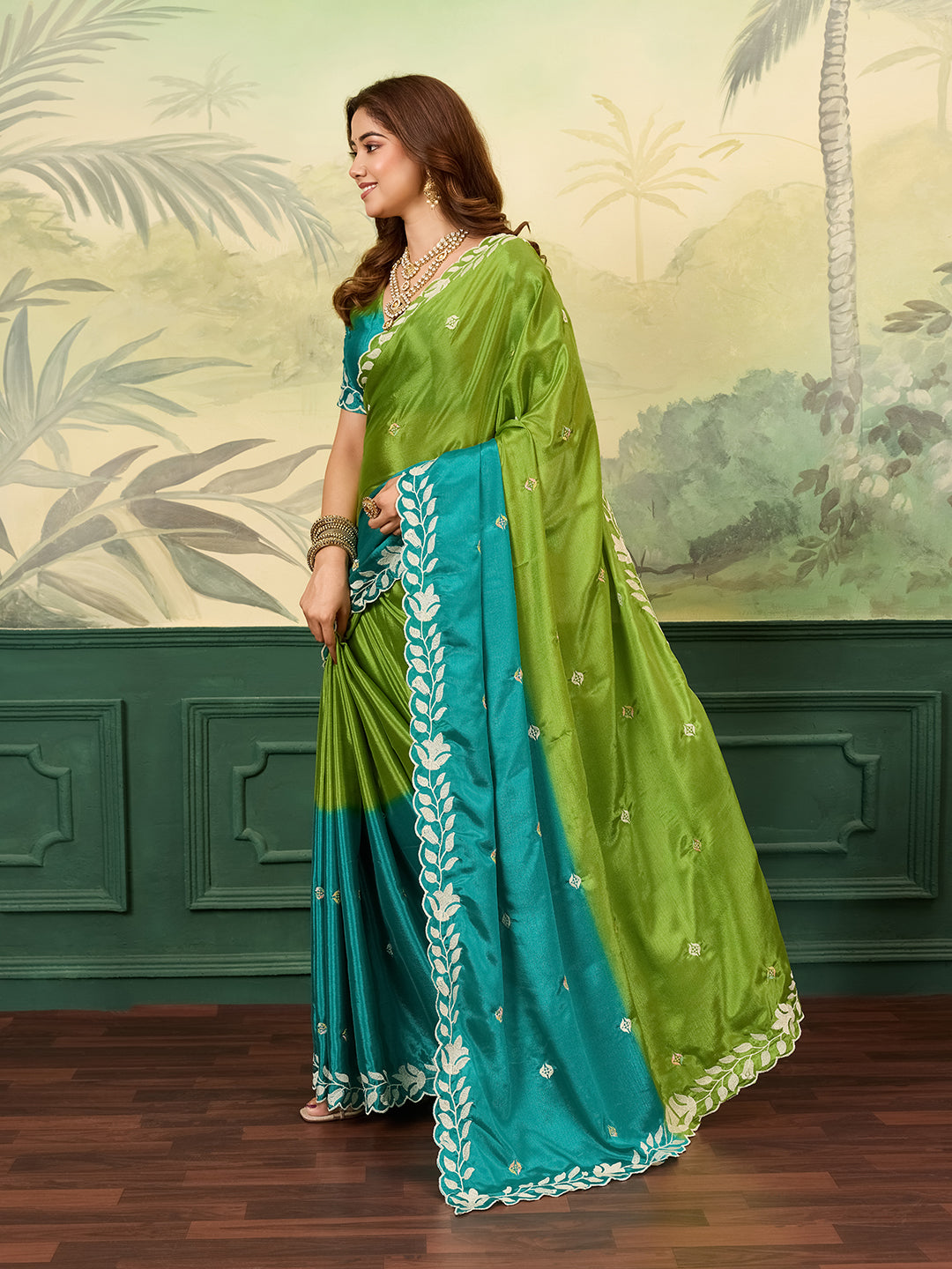 Tanmira  New Latest HO silk Bollywood Style With Kashida Work Saree ASH