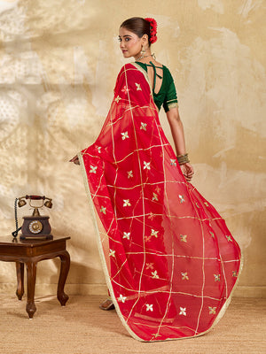 Buy Chiffon Saree Traditional Style With Gota patti Work Tanmira