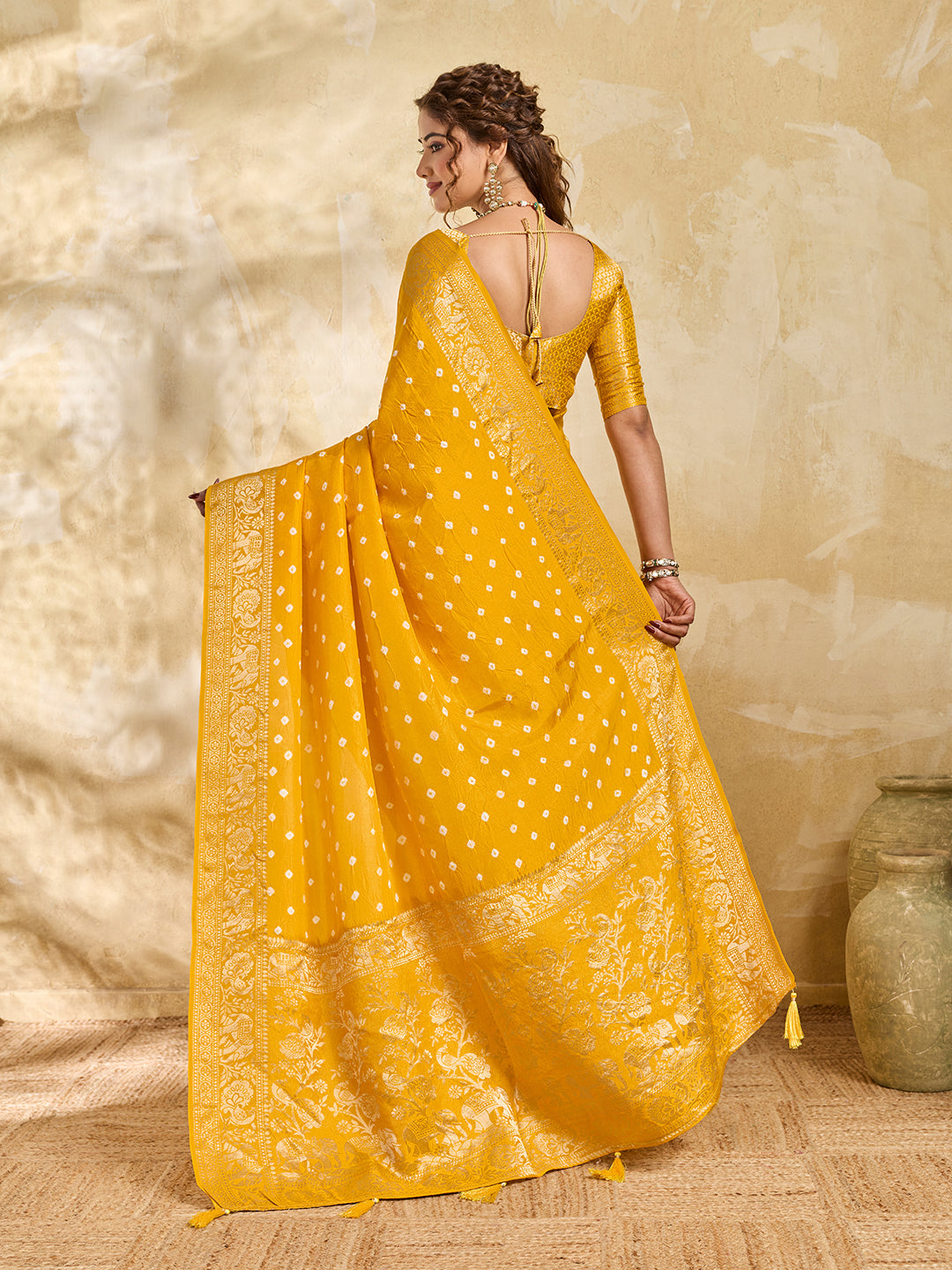 Buy New Elegant Bandhani Saree With Festive Wear Tanmira