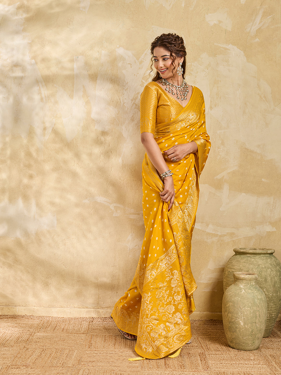 Buy New Elegant Bandhani Saree With Festive Wear Tanmira