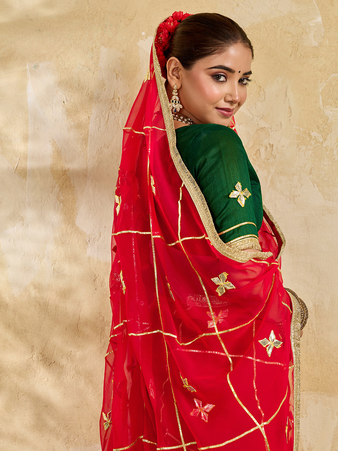 Buy Chiffon Saree Traditional Style With Gota patti Work Tanmira