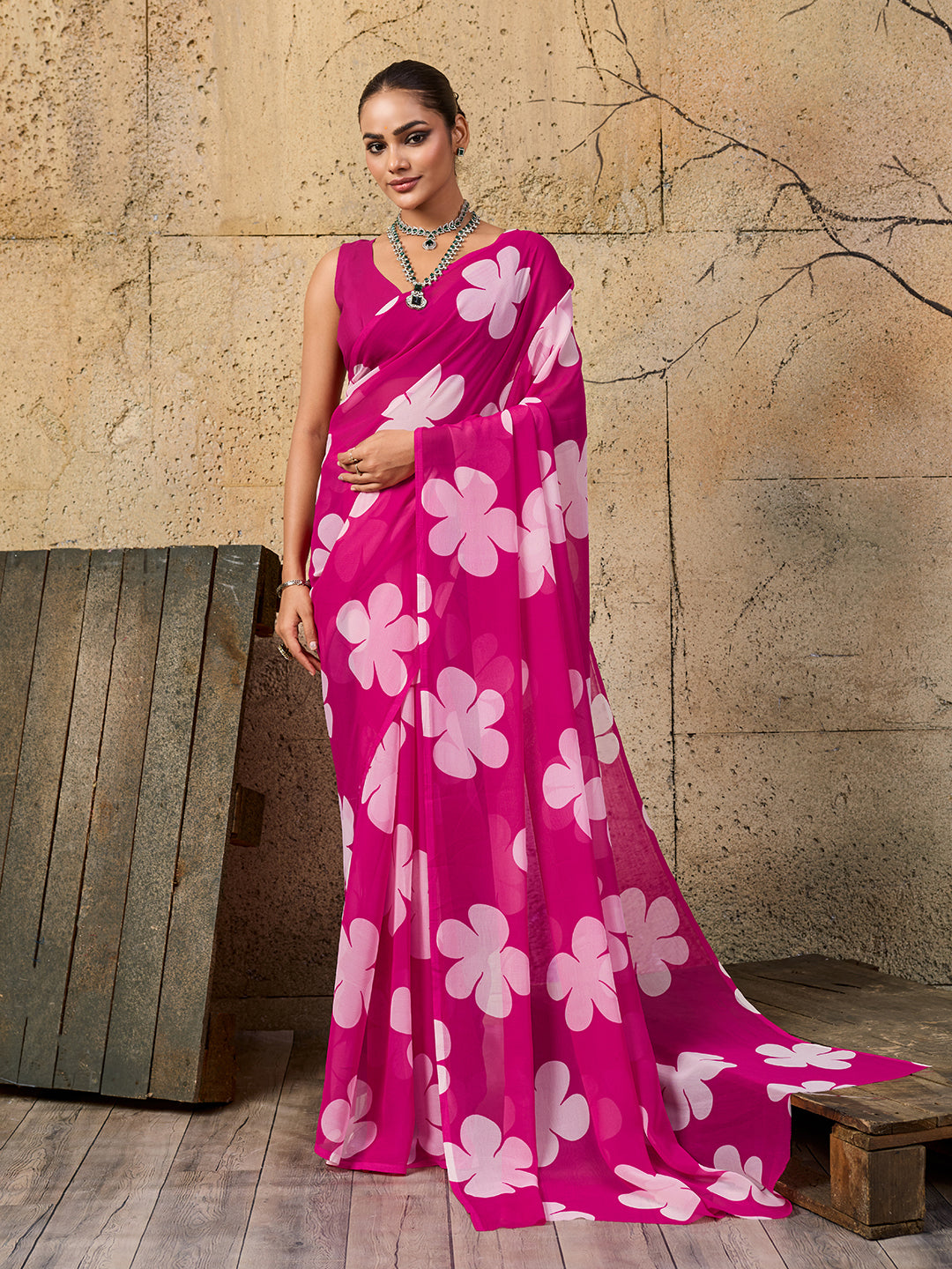 Tanmira  Latest New Pure Georgette Flower Printed Style Saree SUN