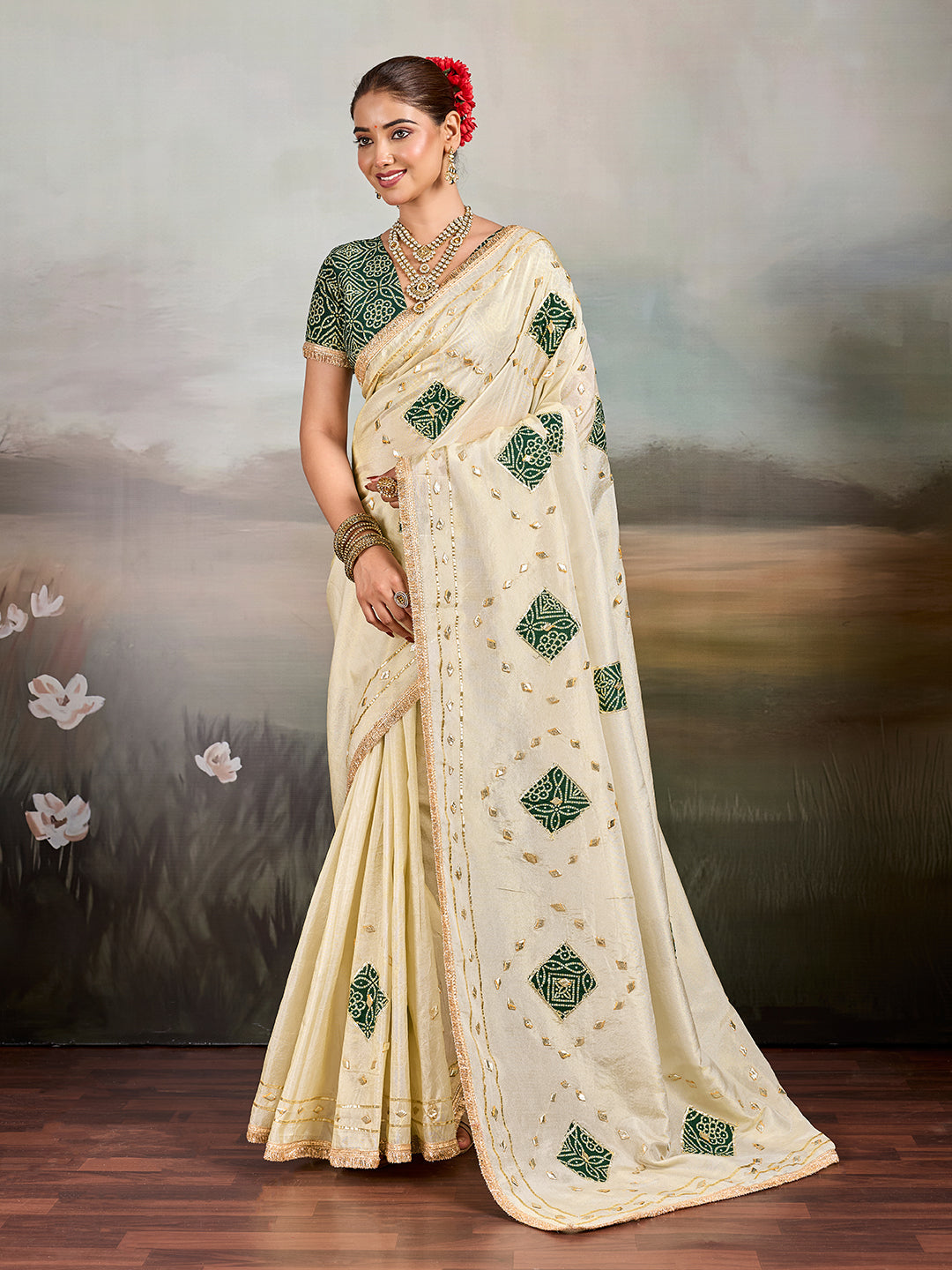 Buy Designer Style Saree With  GotaPatti Work Tanmira