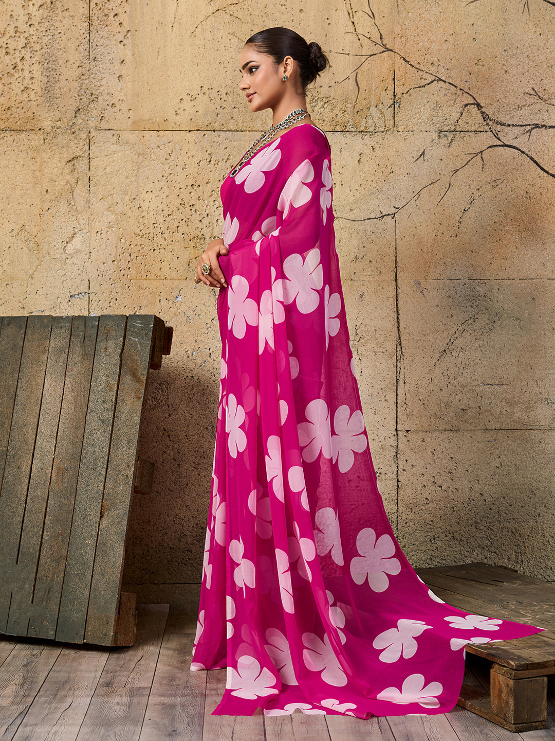 Tanmira  Latest New Pure Georgette Flower Printed Style Saree SUN