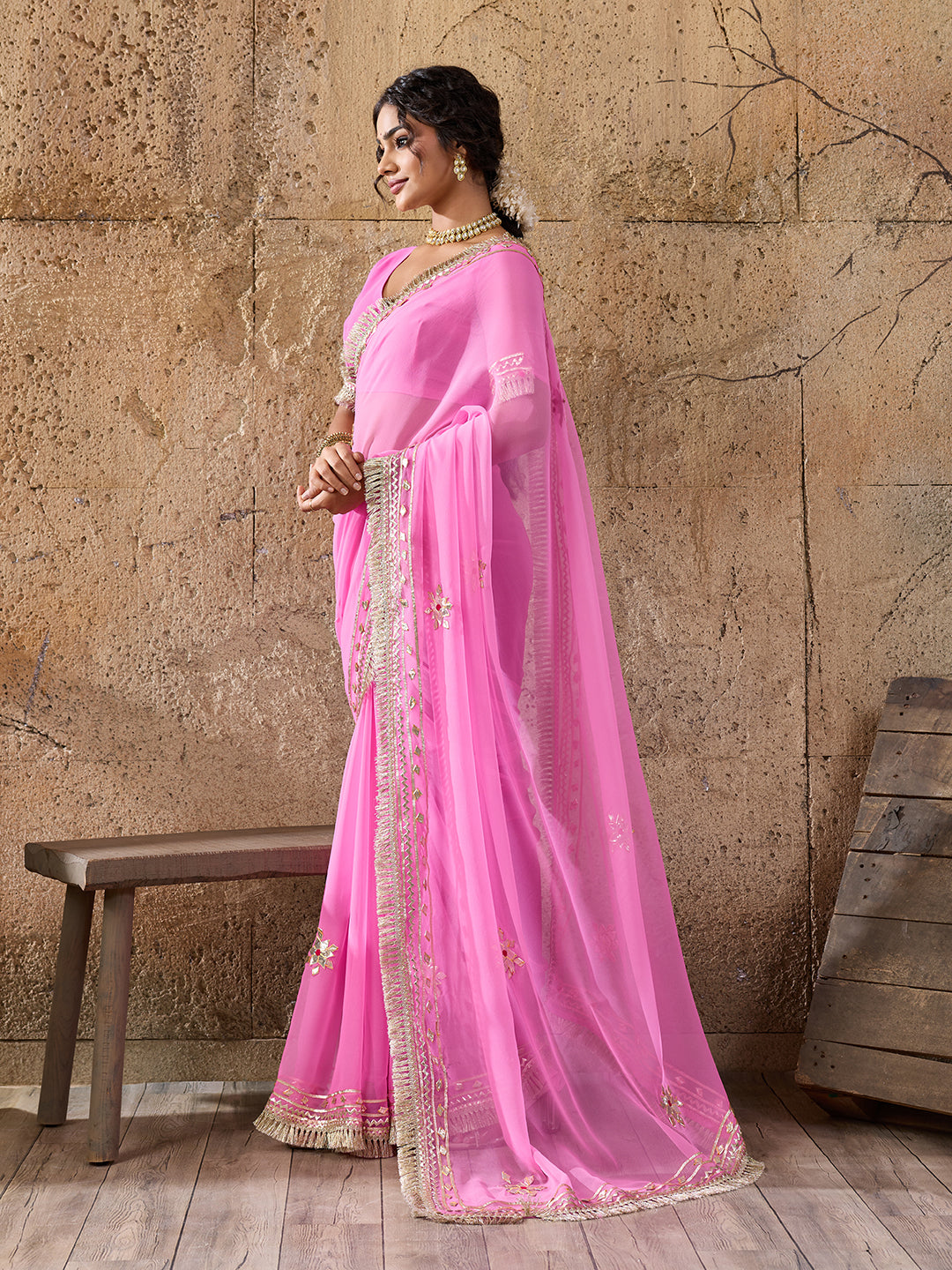 Tanmira  New Pure Georgette Festive Saree with Traditional Gota Patti Detailing  MHS