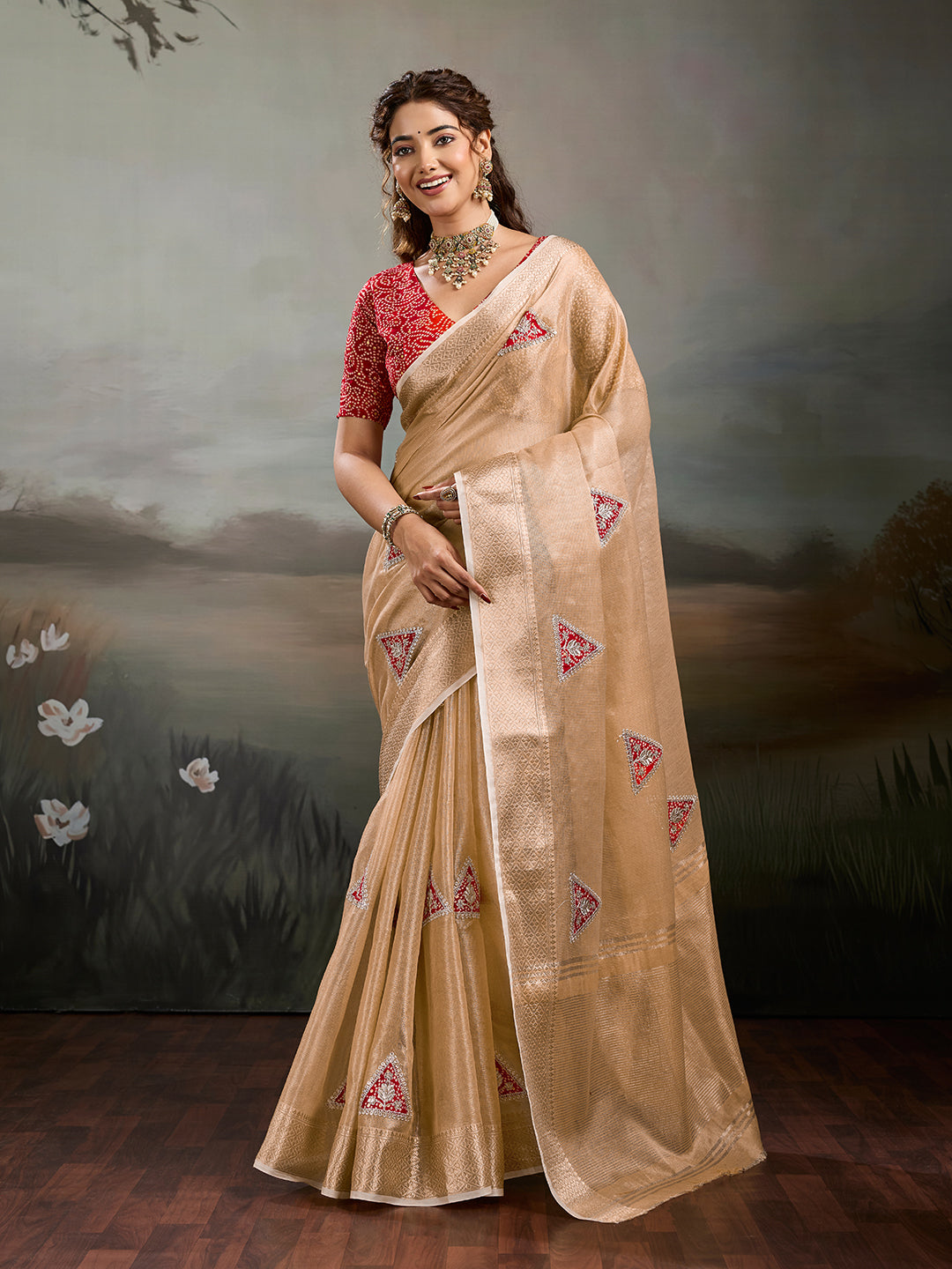 Buy Traditional Banarasi Style Saree Tanmira