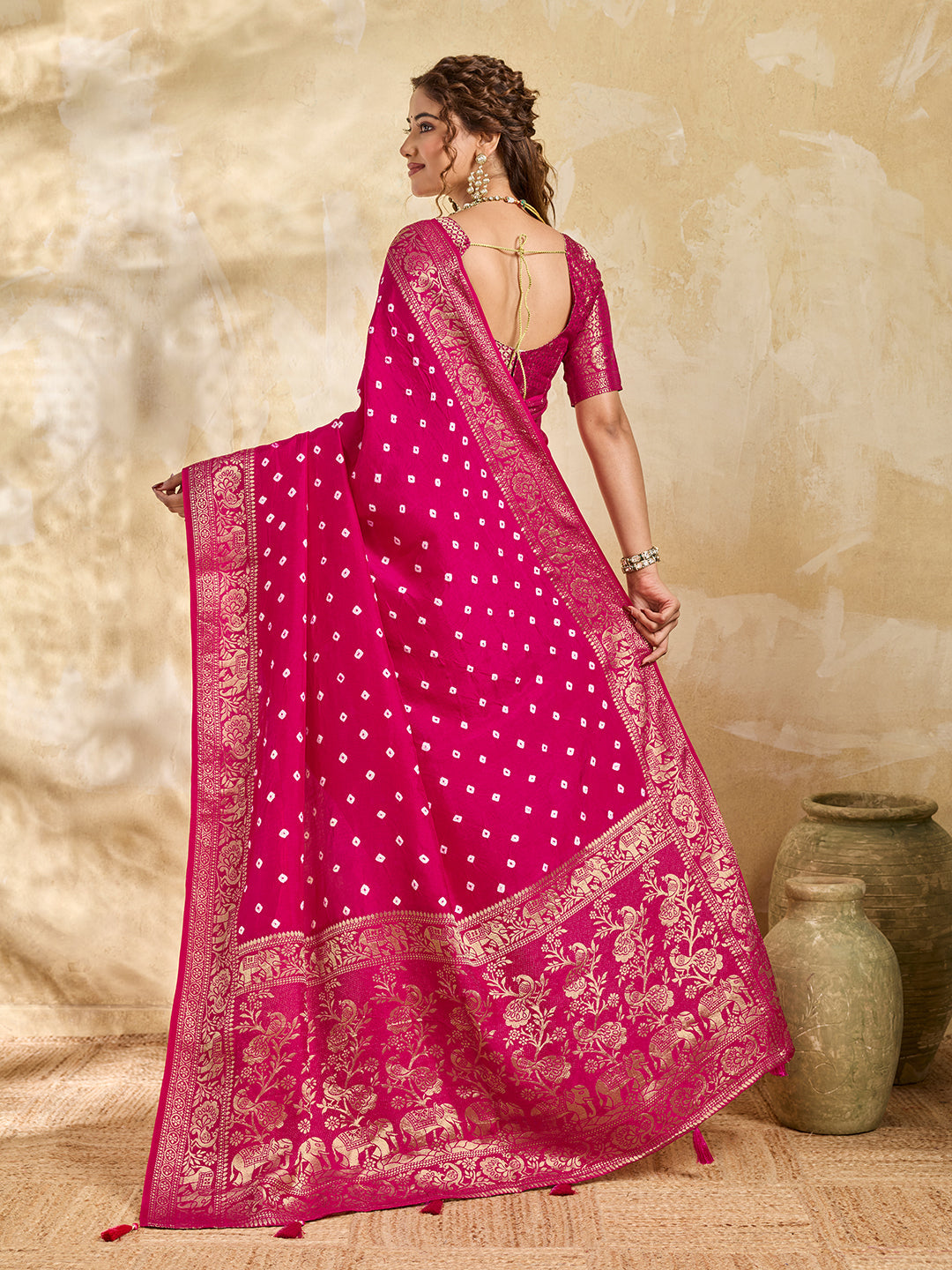 Buy New Elegant Bandhani Saree With Festive Wear Tanmira