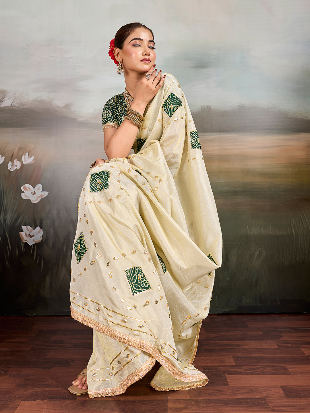 Buy Designer Style Saree With  GotaPatti Work Tanmira
