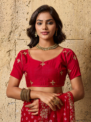 By Traditional Bandhani Style Georgette Saree Perfect Festive Collection
