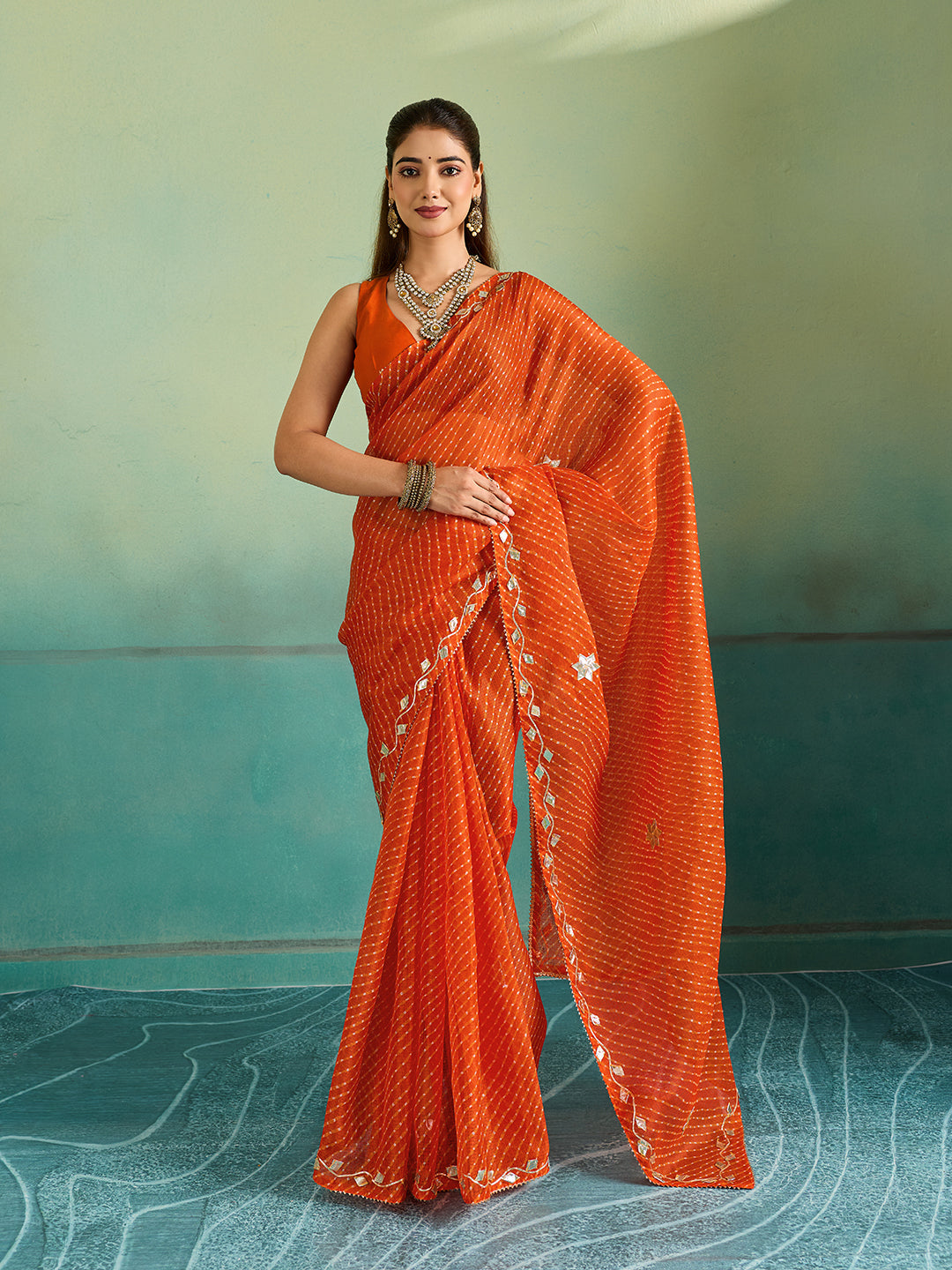 Tanmira  New Beautiful Kota doriya Leheriya Style With Gotapatti Work Saree MHS