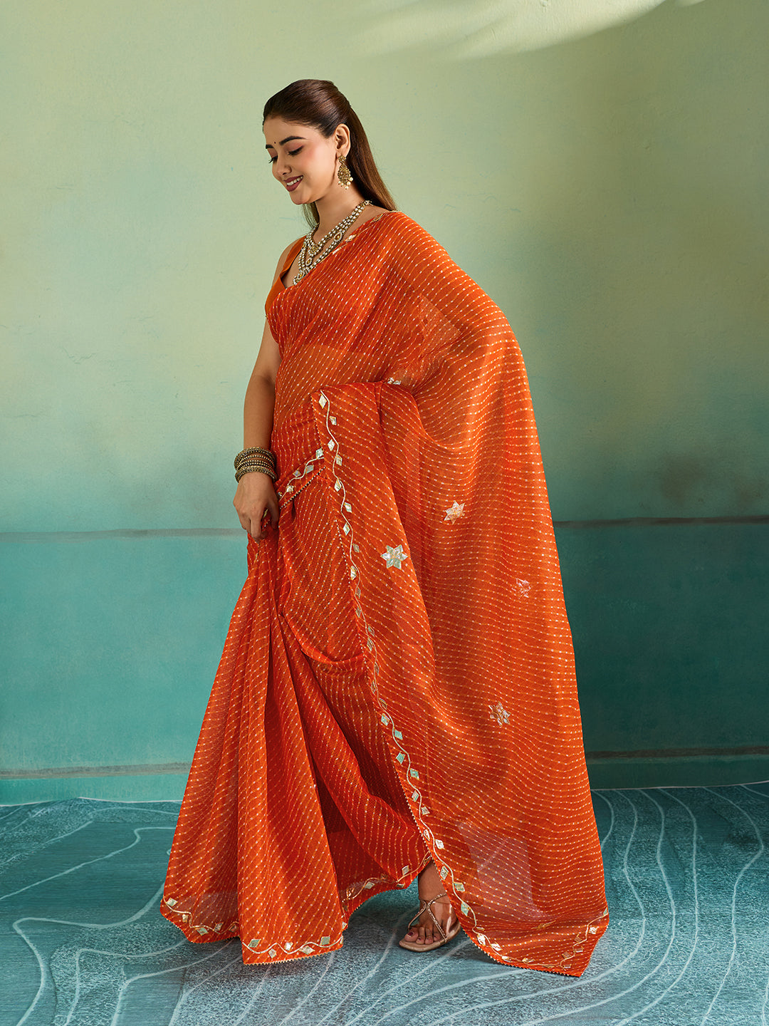 Tanmira  New Beautiful Kota doriya Leheriya Style With Gotapatti Work Saree MHS