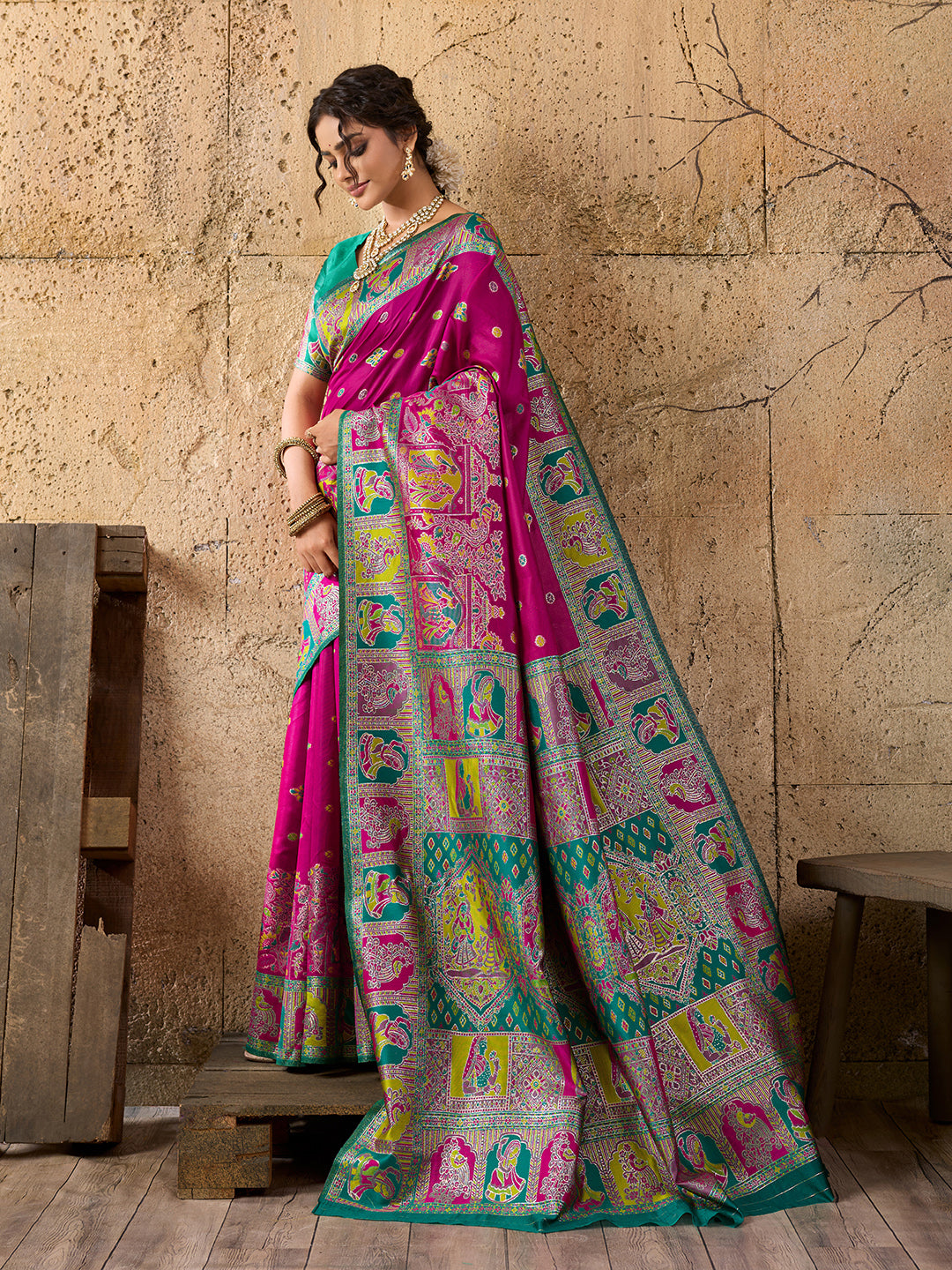 Tanmira  New Banarasi Silk Saree with Kalamkari Style Design Perfect for Festive Wear  DC