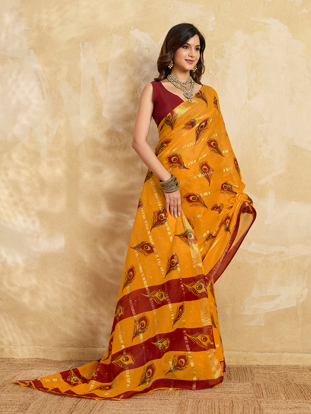Buy Ghatchola Saree With Bikaneri bandhej Work 
