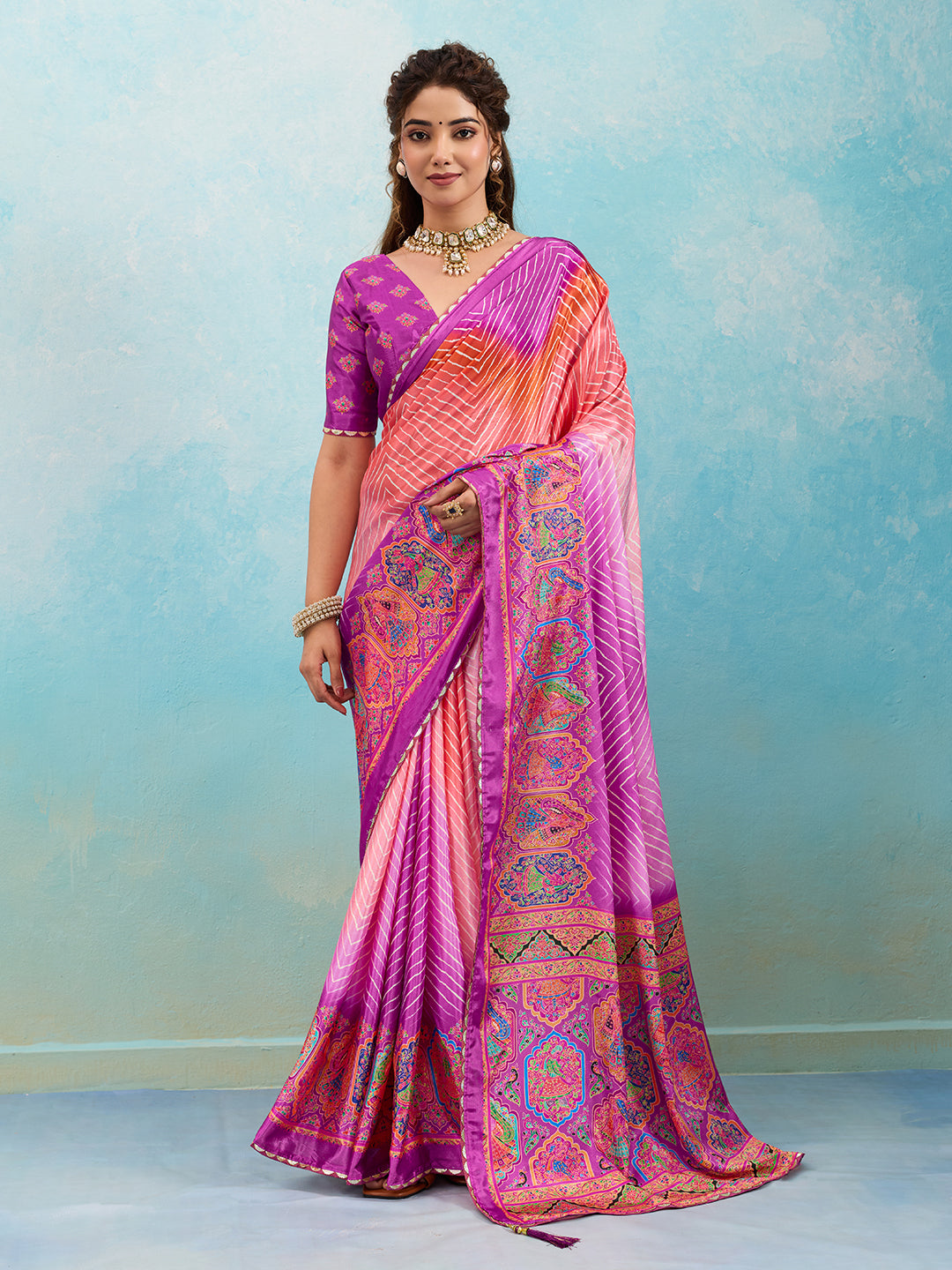 Tanmira  New Elegant Kalamkari Printed Crepe Silk Saree GAN