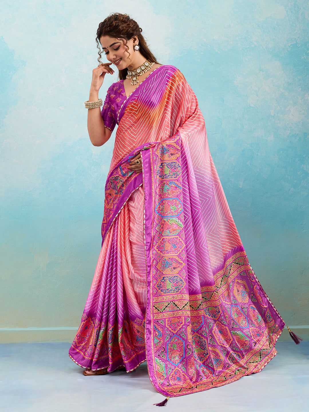 Tanmira  New Elegant Kalamkari Printed Crepe Silk Saree GAN