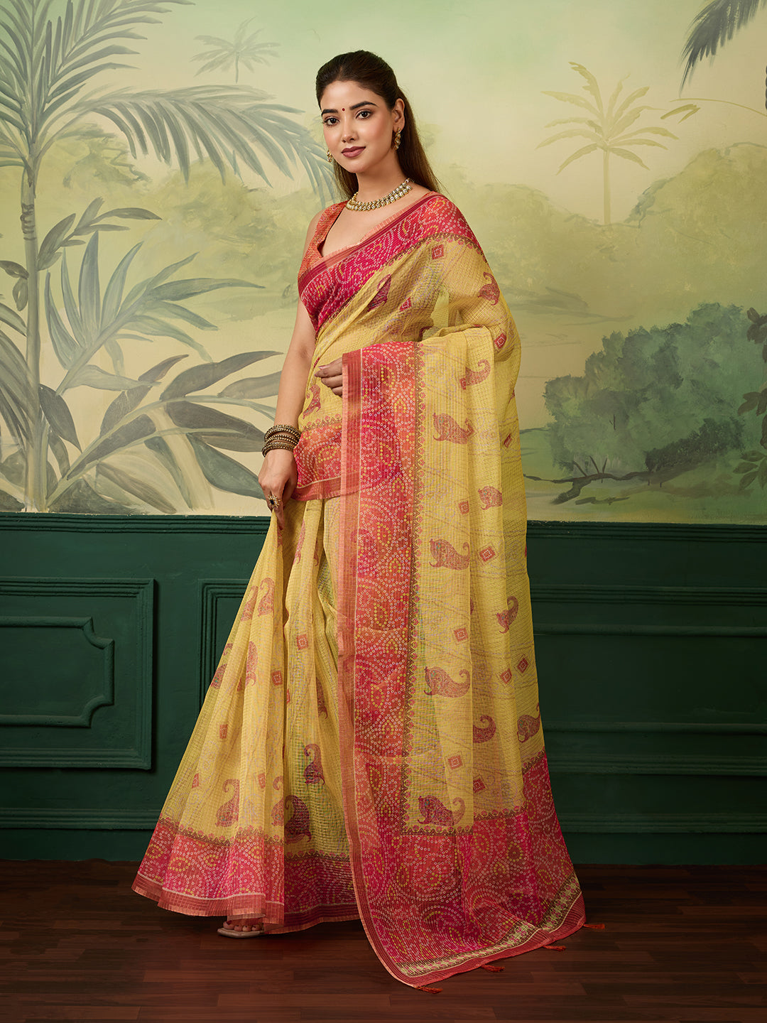 Tanmira  New Casual Wear Kota Doriya Bandhani Printed Saree STL