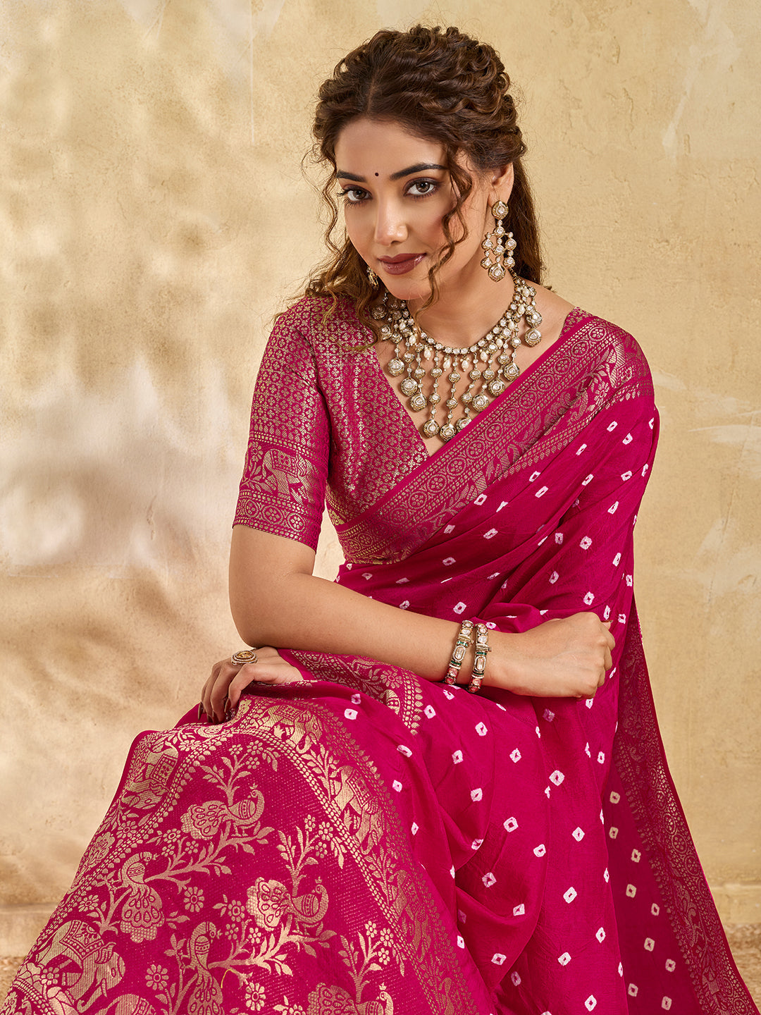 Buy New Elegant Bandhani Saree With Festive Wear Tanmira