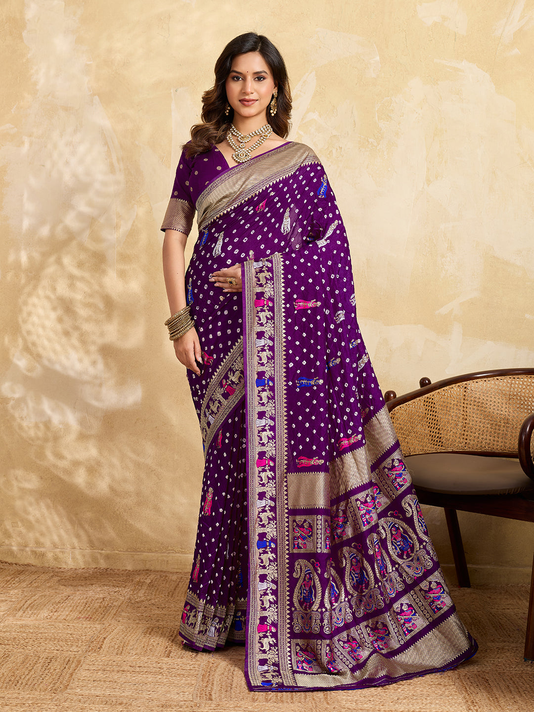 Buy Premium Silk Saree with Beautiful Silver Zari Weaving Tanmira 