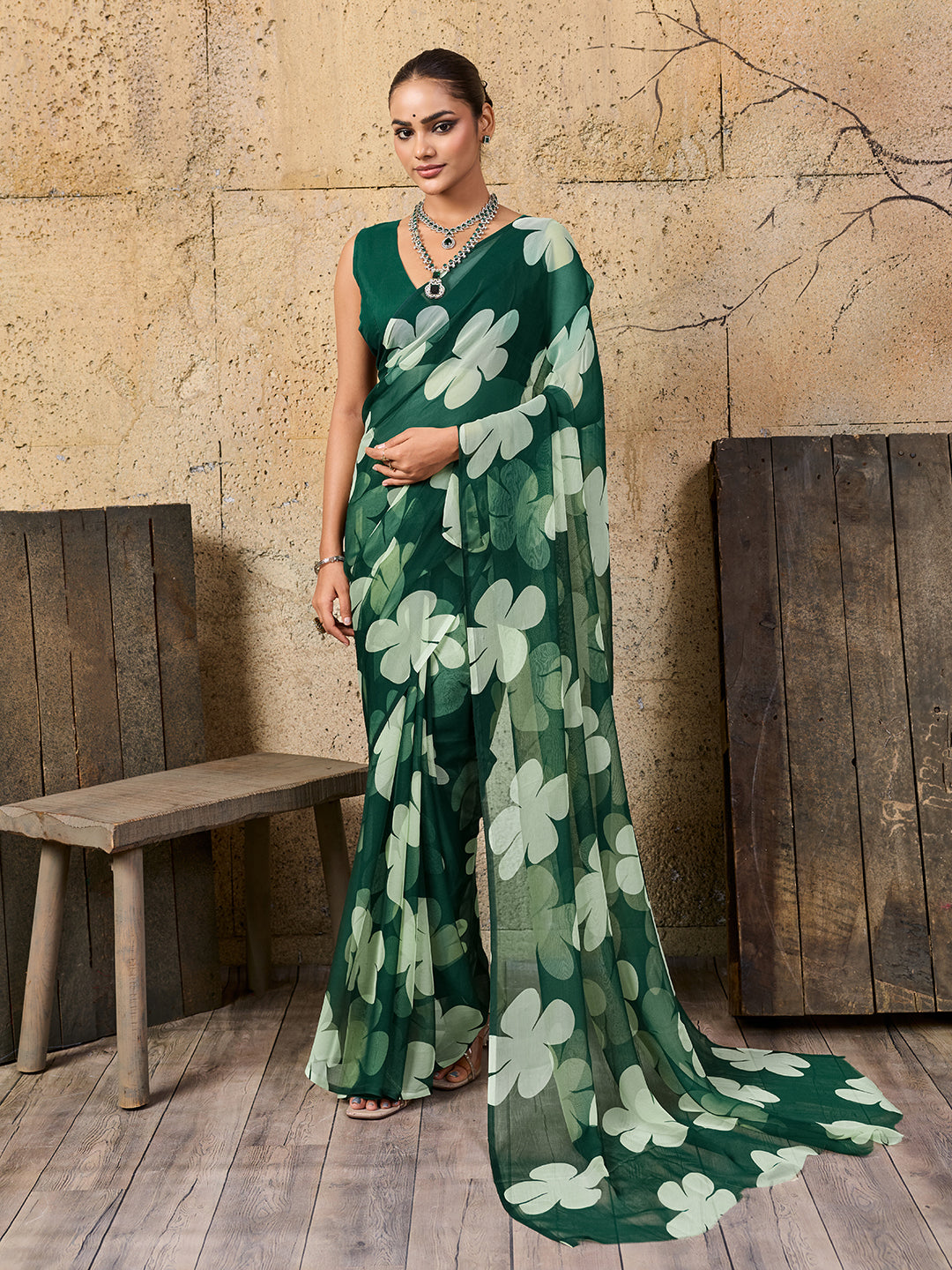 Tanmira  Latest New Pure Georgette Flower Printed Style Saree SUN