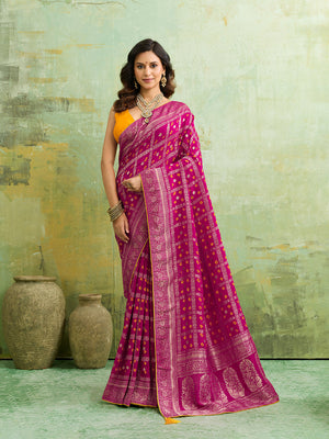 Buy New Royal Bandhani Saree with Elegant Zari Weaving Tanmira 