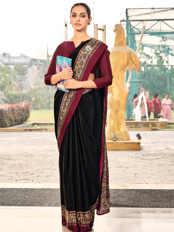 Tanmira Beautiful New Crepe Silk Fabric Uniform Official Wear saree STR