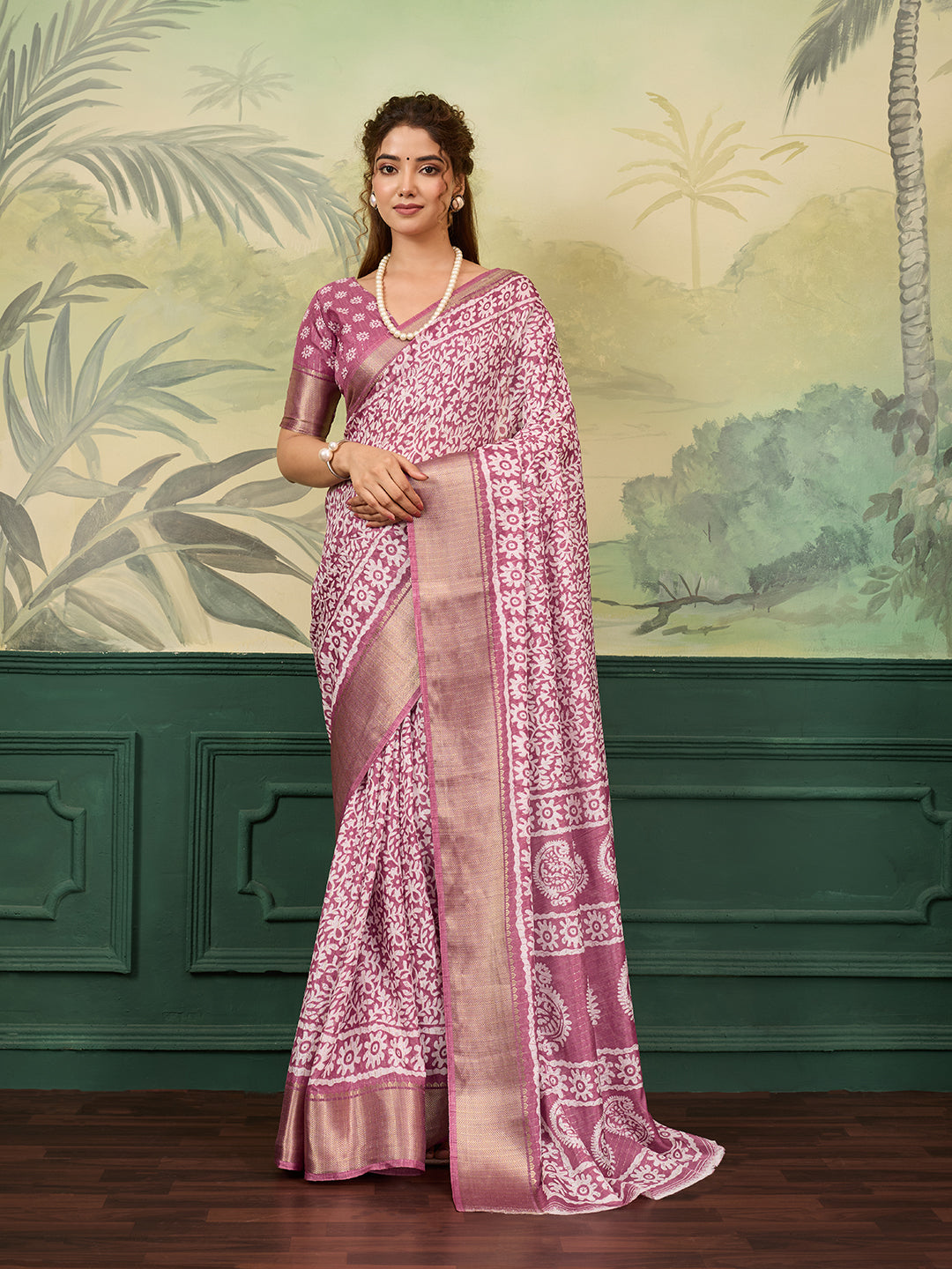 Tanmira  New Beautiful Cotton Silk Printed Saree with Zari Border STL