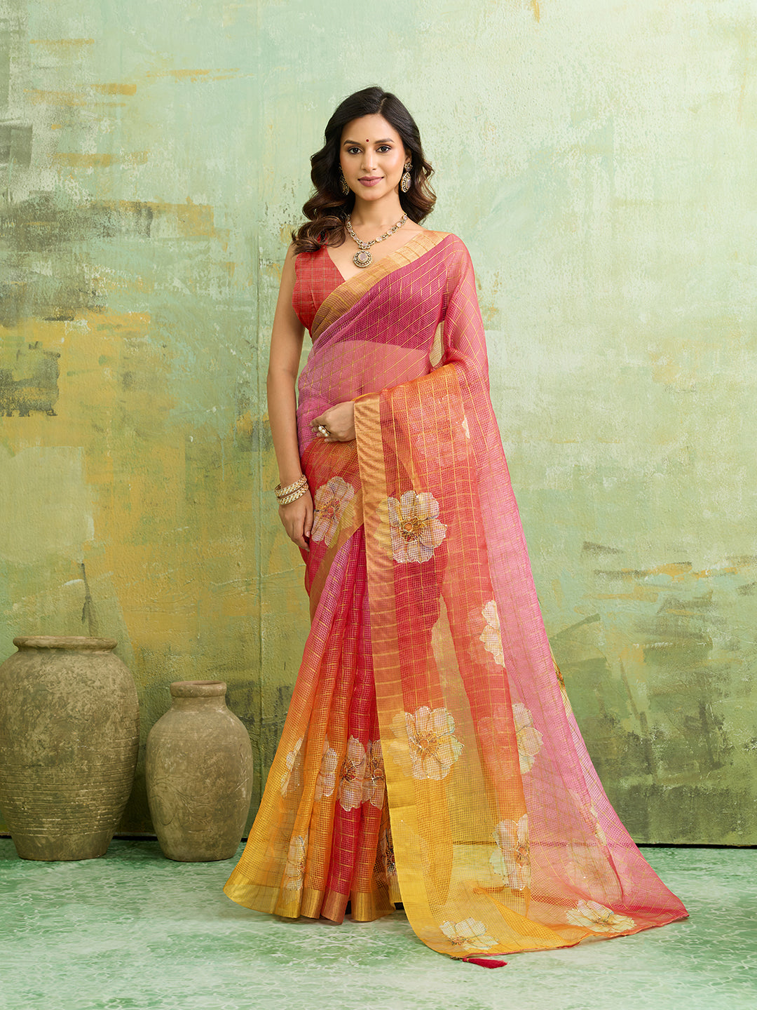 Tanmira  New Banarasi Style Kota Doriya Saree with Gota Patti Work GAN