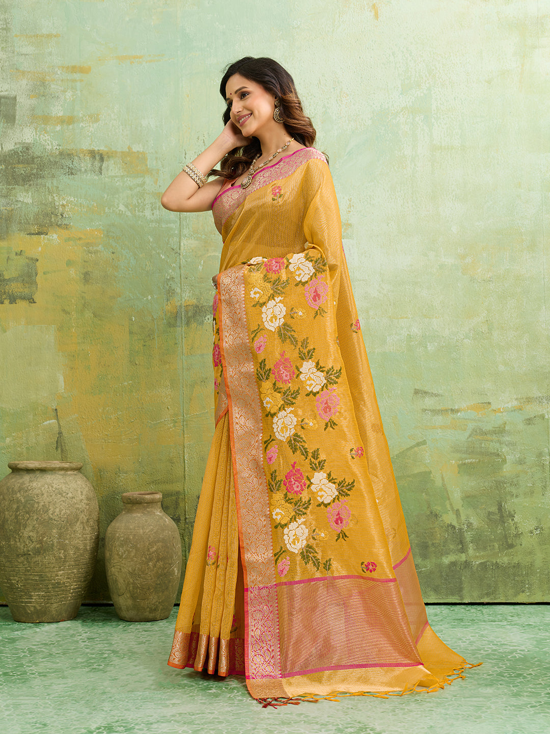 Tanmira  New Kota Doria Hand Embroidery With Crosia Work Saree  PUSP