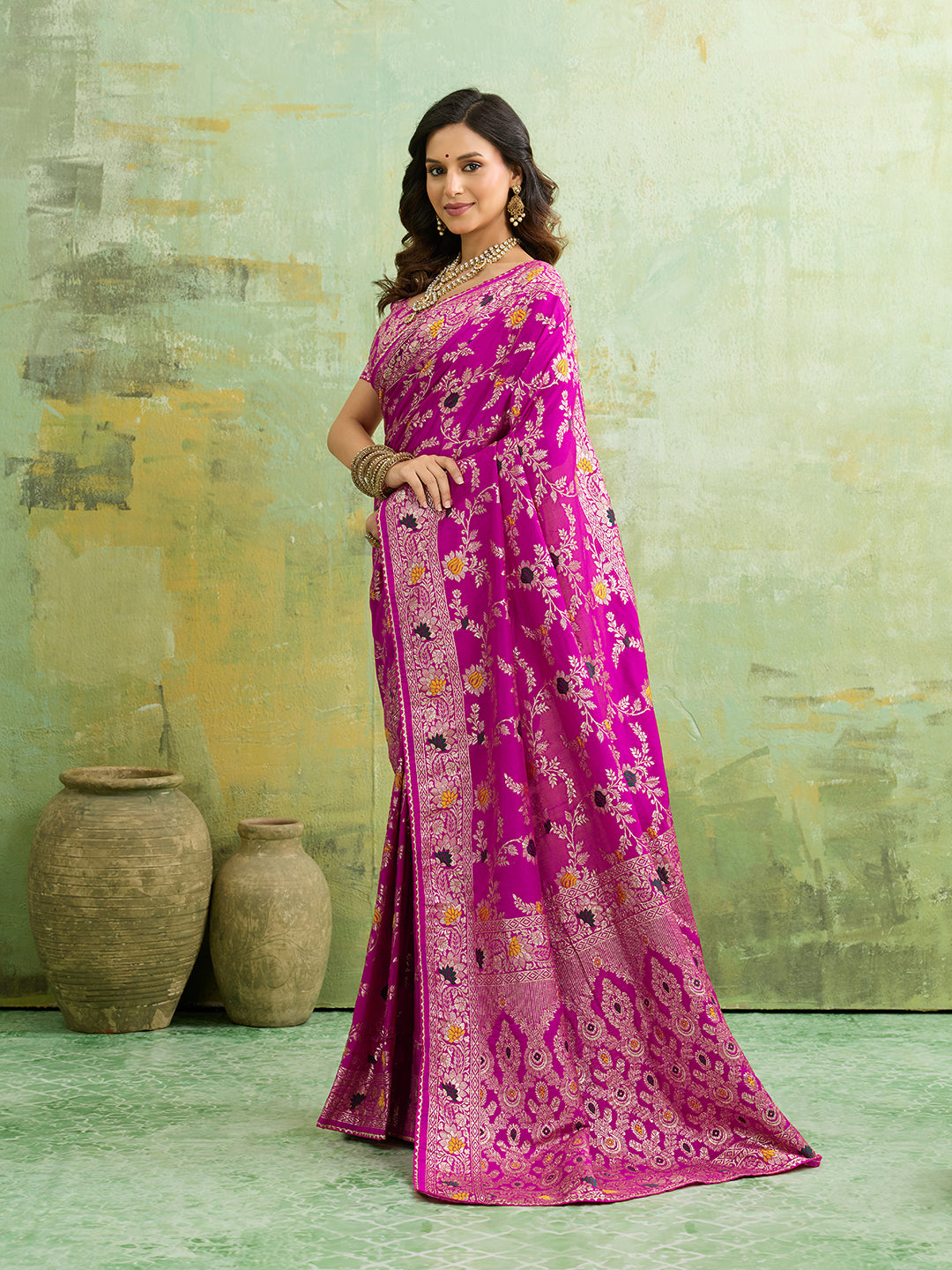Tanmira Dola Silk With Zari Weaving  Saree ASH Pink