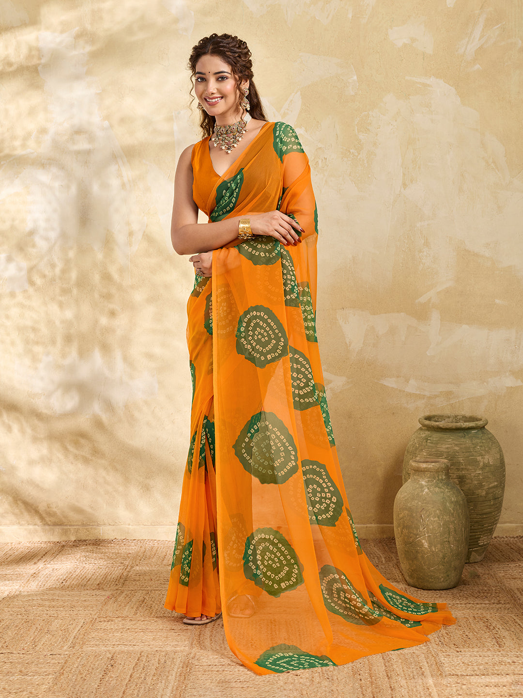 Tanmira Summer Special Rajasthani Royal Georgette Bandhani Sarees Yellow