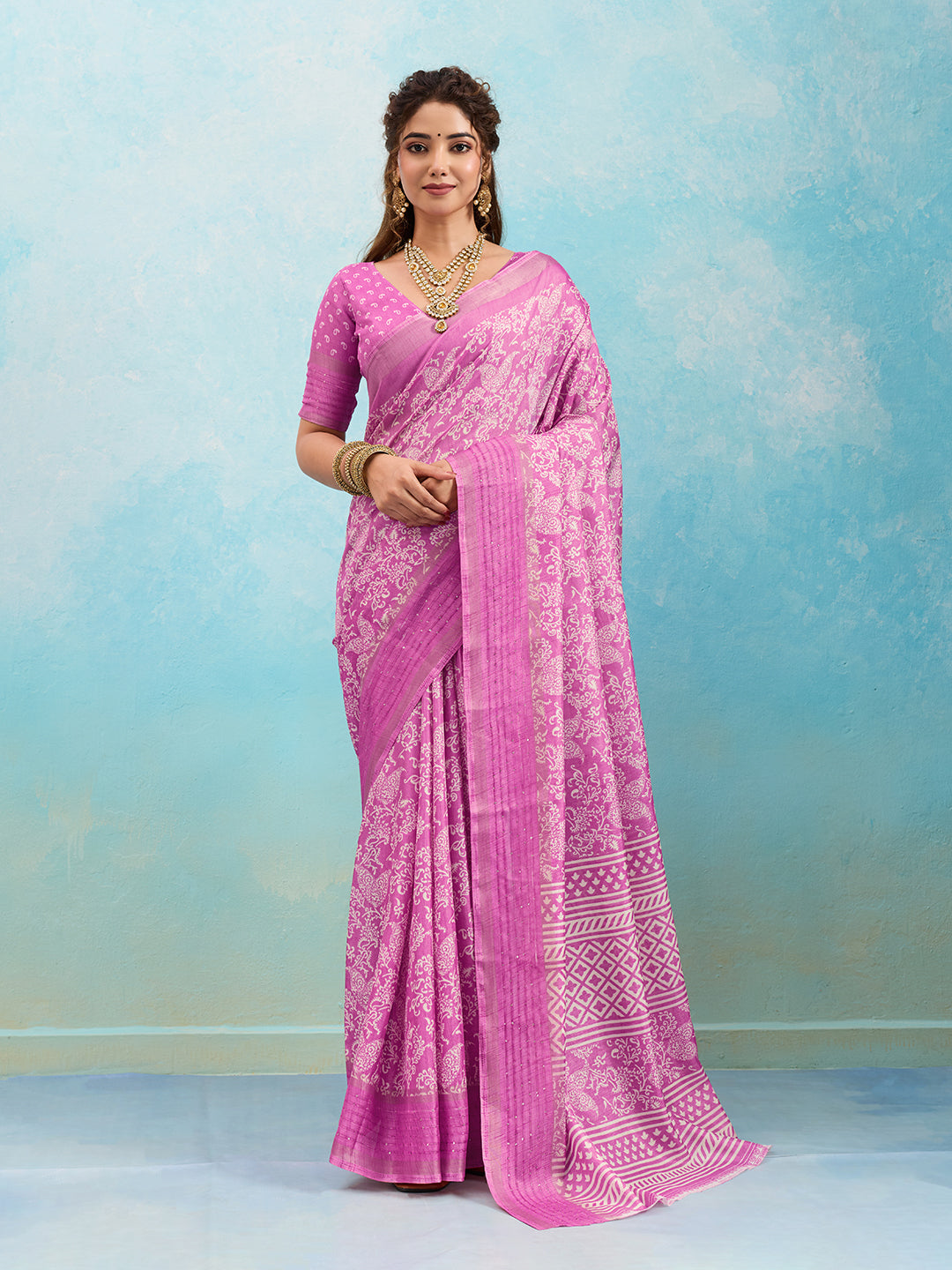 Tanmira New Batik Sanganeri Print Banarasi Border Saree STL