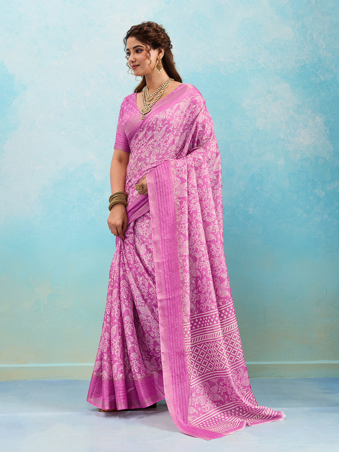 Tanmira New Batik Sanganeri Print Banarasi Border Saree STL