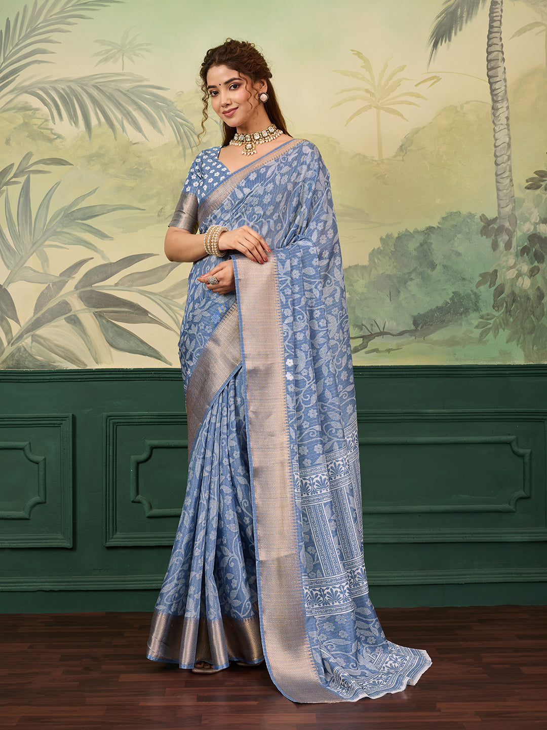 Tanmira  New Premium Printed Cotton Silk Saree – Easy Wash Fabric STL