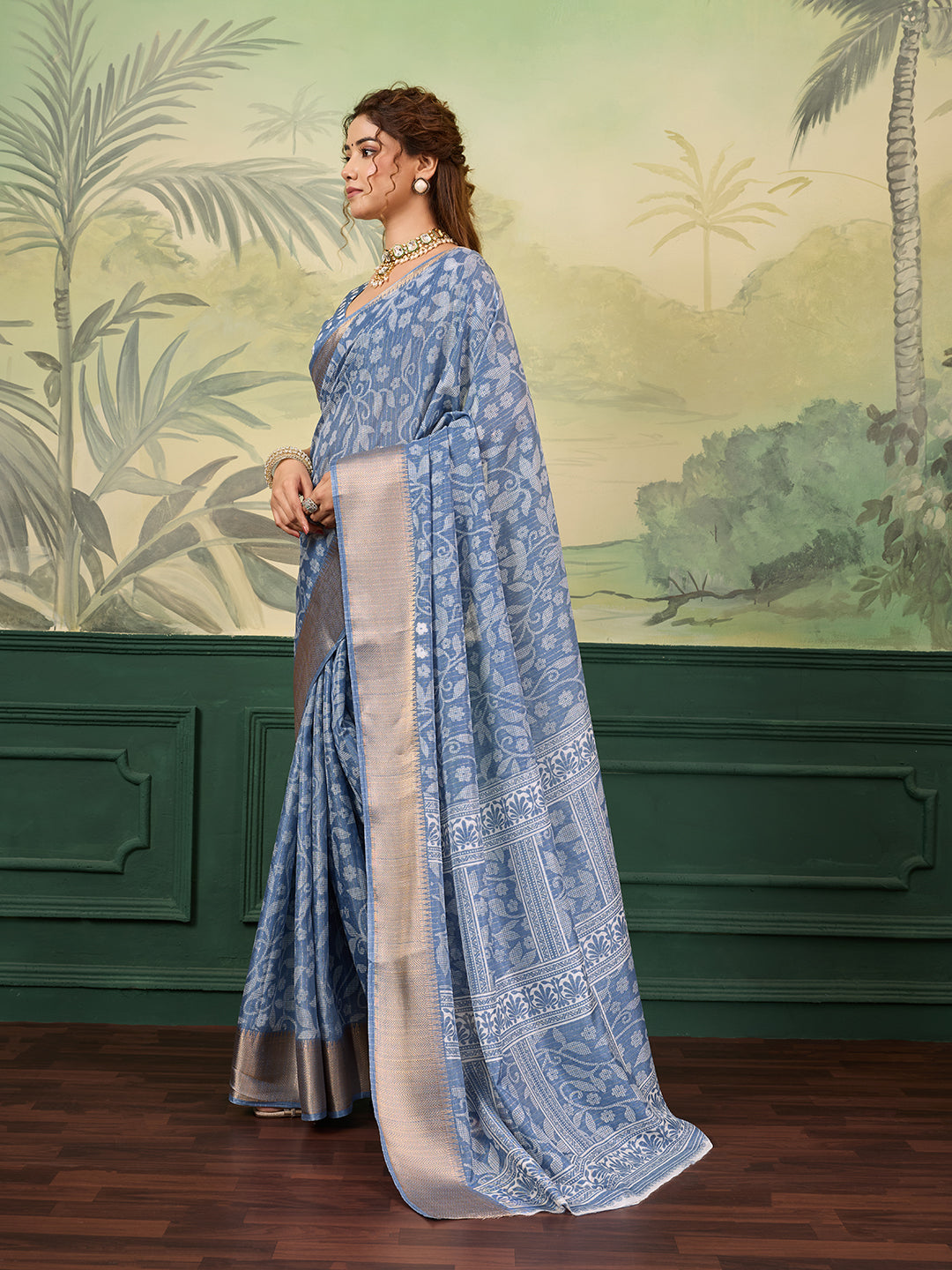 Tanmira  New Premium Printed Cotton Silk Saree – Easy Wash Fabric STL