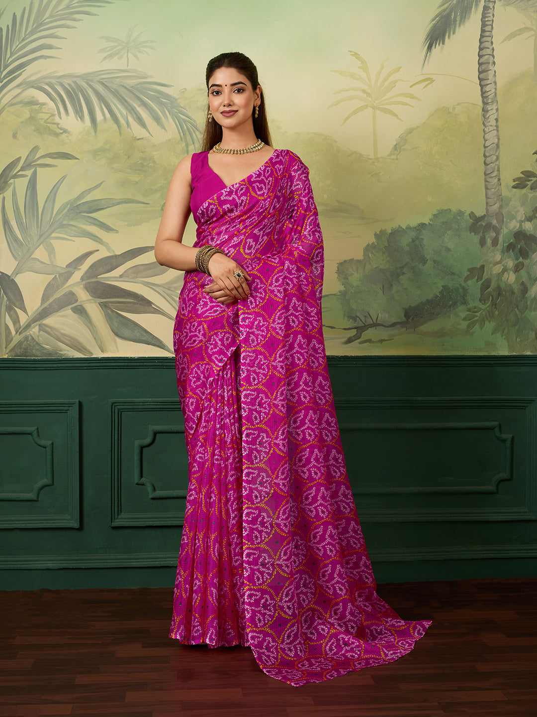 Tanmira  Lightweight Kota Doriya Bandhani Casual Wear Saree SWA