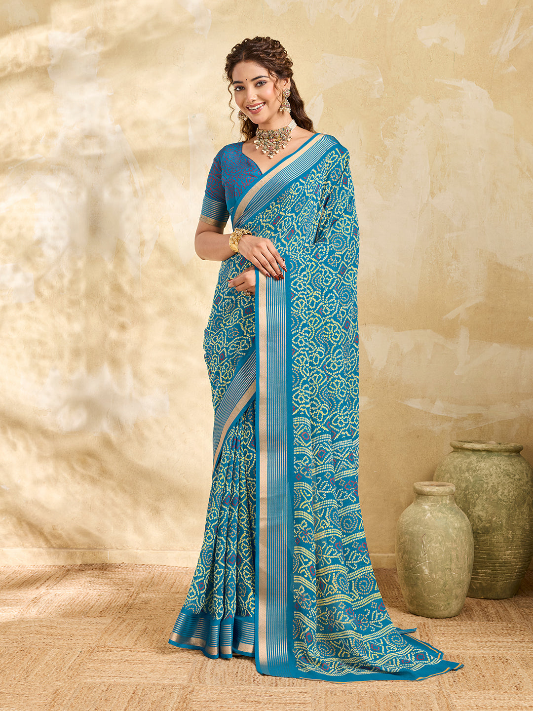 Tanmira  New Elegant Look Chiffon Saree in Bandhani Style KDN