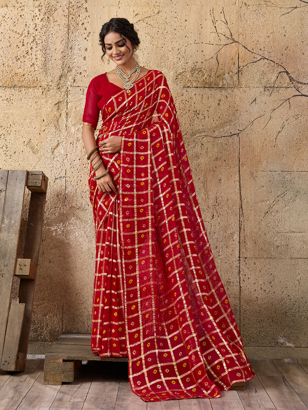 Tanmira  Pure Georgette Gharchola Guilt Bandhej Saree krn