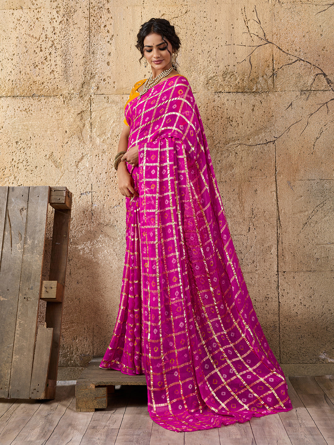 Tanmira  New Pure Georgette Gharchola Guilt Bandhej Saree  KRN