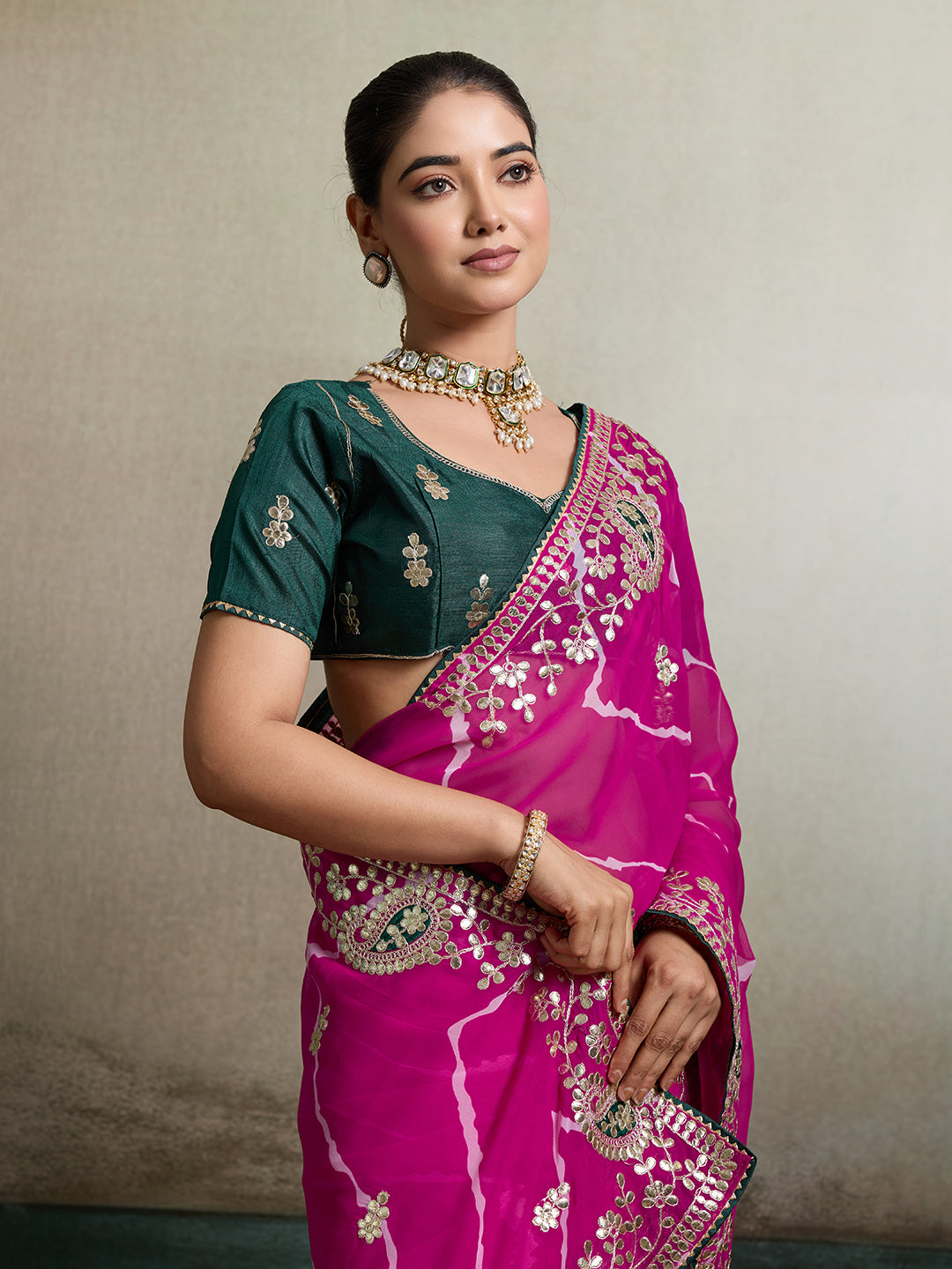  Leheriya style Georgette saree for party and festive