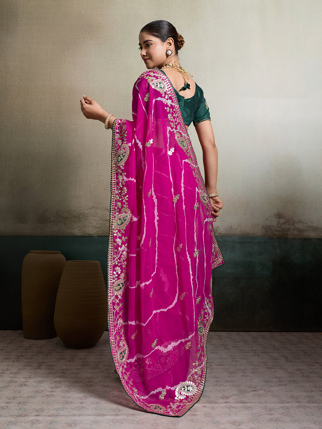  Leheriya style Georgette saree for party and festive