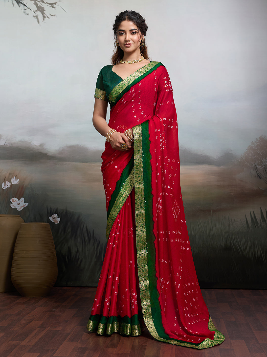 Tanmira  New Arrival Moos Chiffon Georgette Bandhani Sarees KDM