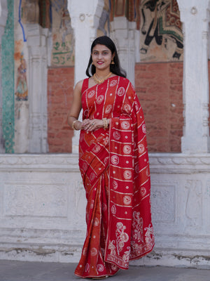 Buy Traditional Banarasi Style Saree With Elegant White Cutdana Work Tanmira  image 3