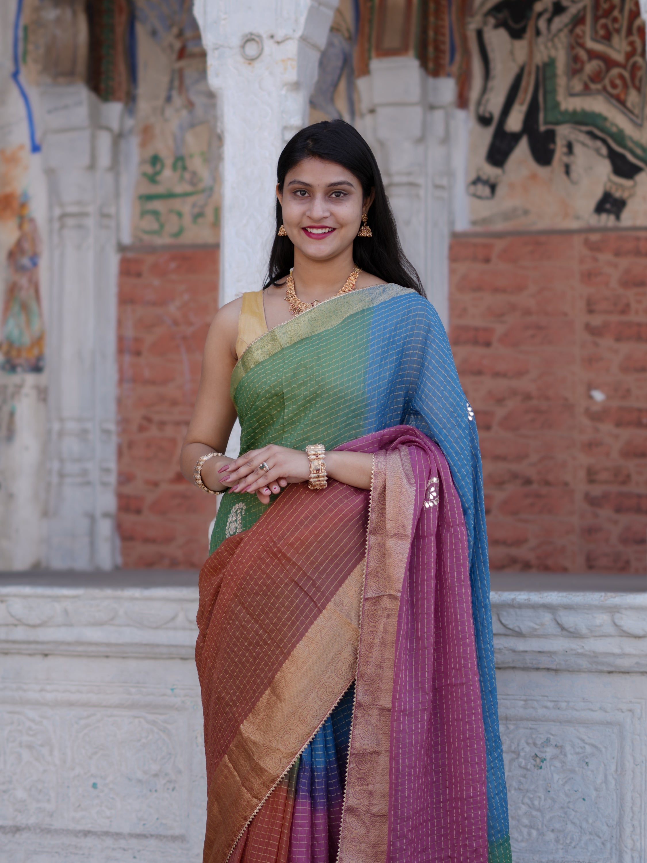 Buy Banarasi Organza Saree With Festive Wear Tanmira  image 3