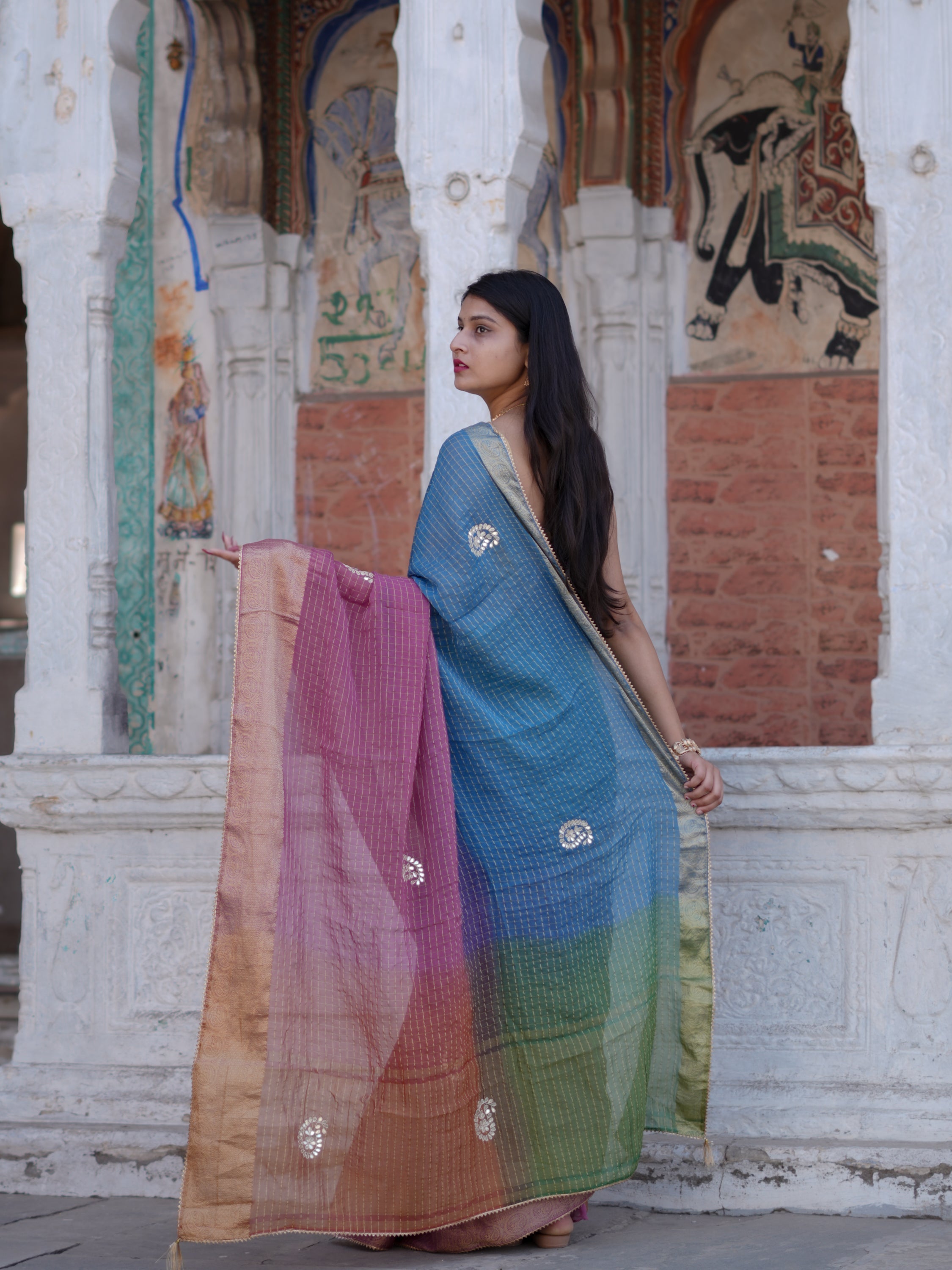 Buy Banarasi Organza Saree With Festive Wear Tanmira  image 6