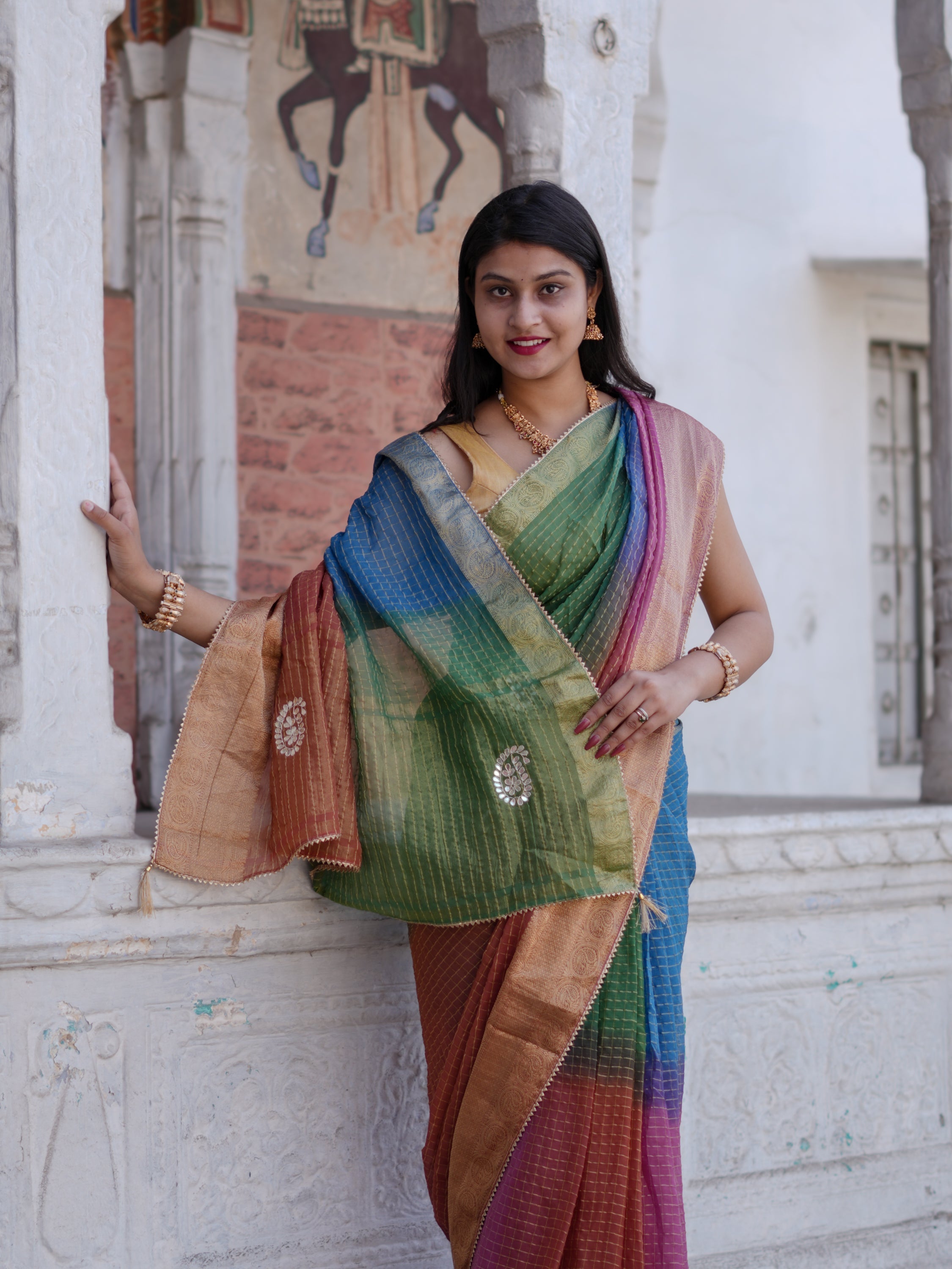 Buy Banarasi Organza Saree With Festive Wear Tanmira  image 5