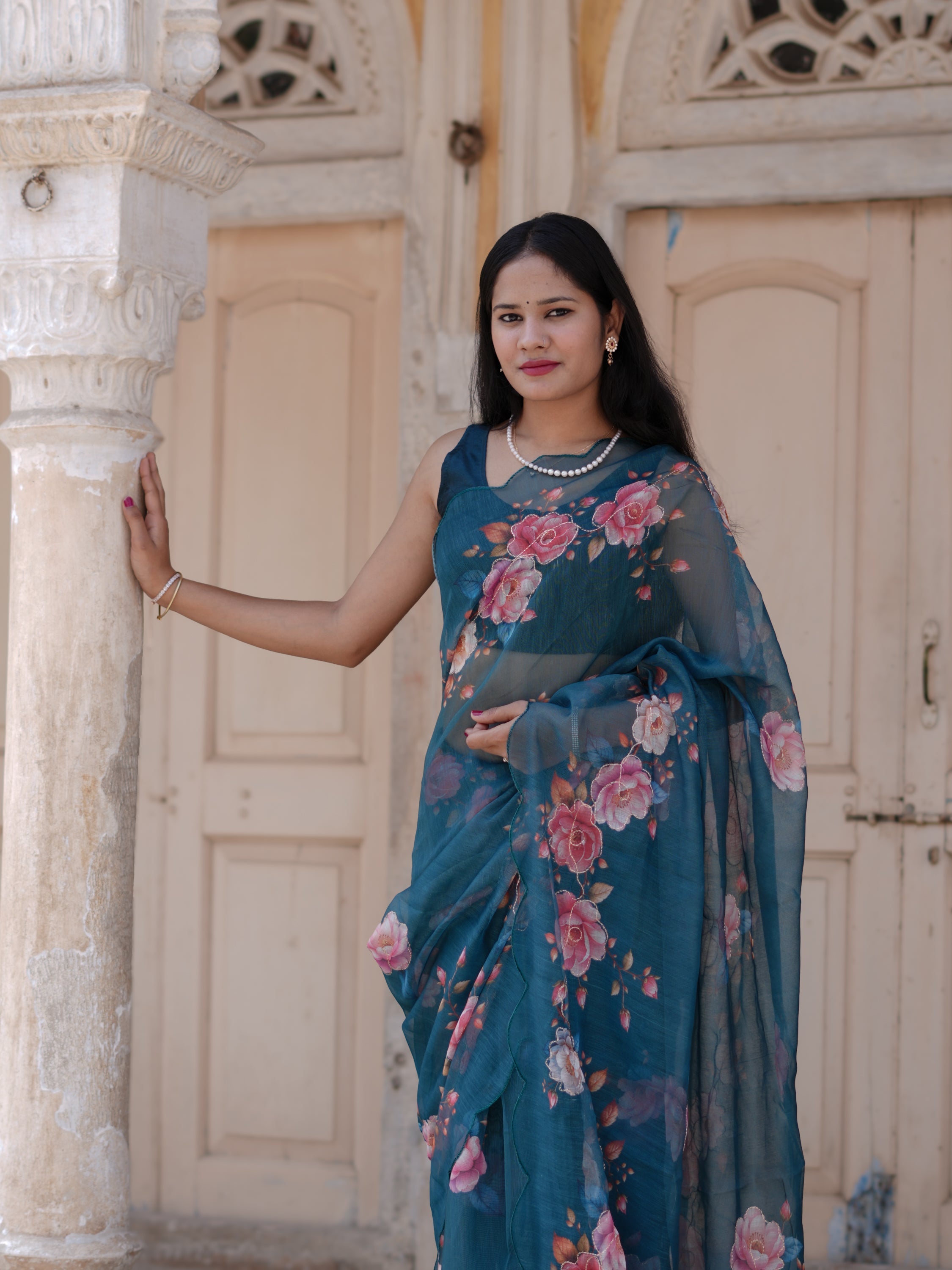 Buy Printed Saree for Everyday Casual Wear Tanmira  image 4