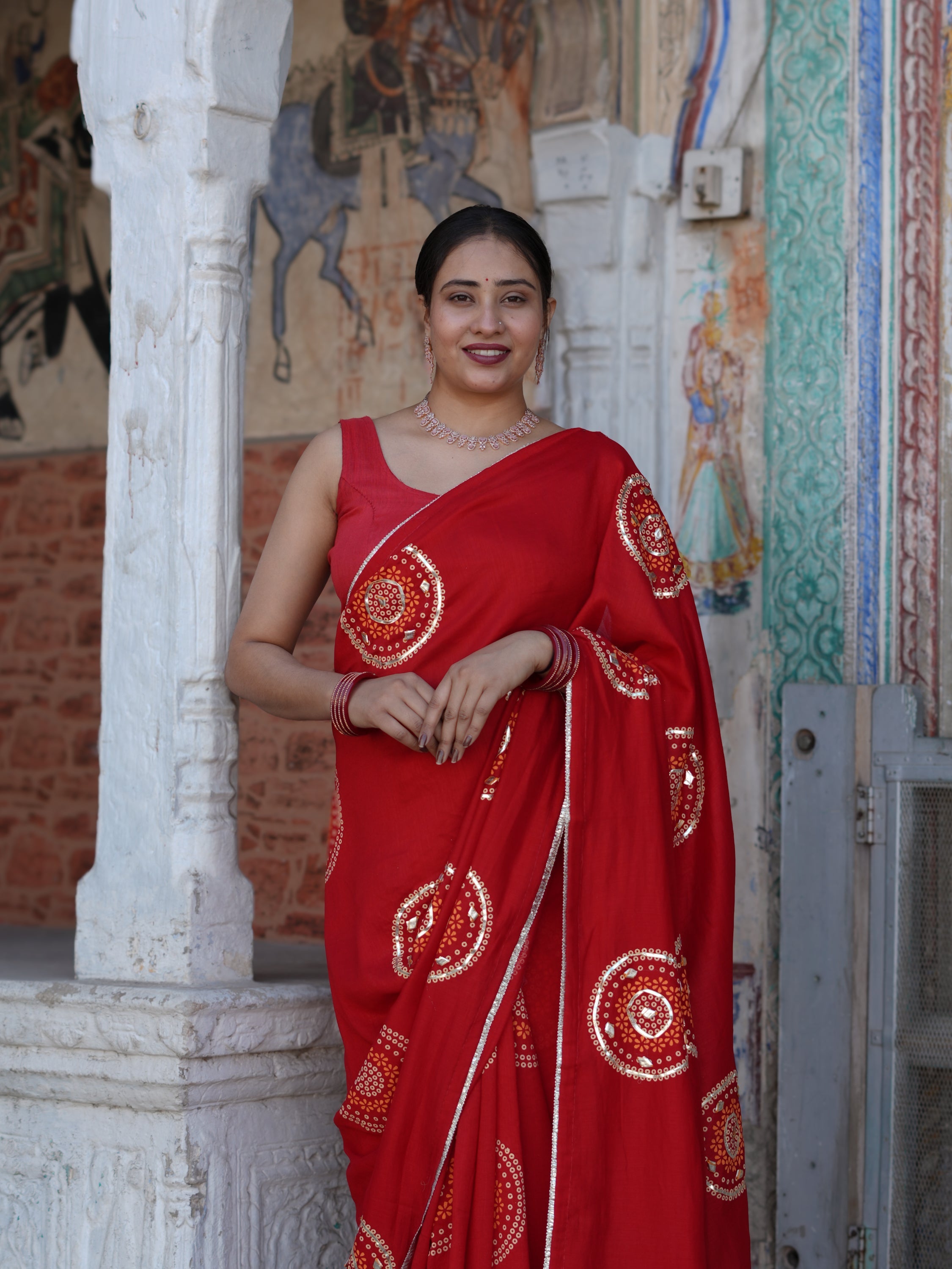 Buy Designer Bandhani Saree with Gota Patti Work Tanmira  