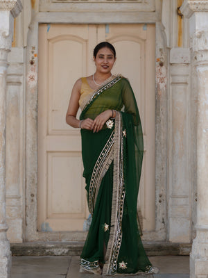 Buy Elegant Pure Georgette Saree with Gota Patti Work Tanmira 