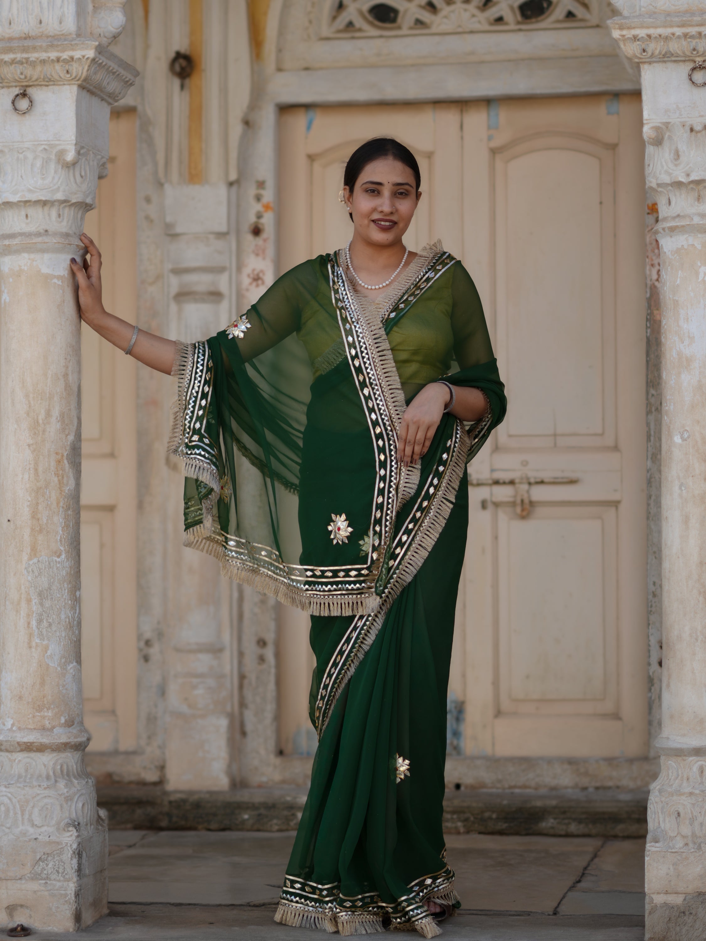 Buy Elegant Pure Georgette Saree with Gota Patti Work Tanmira 